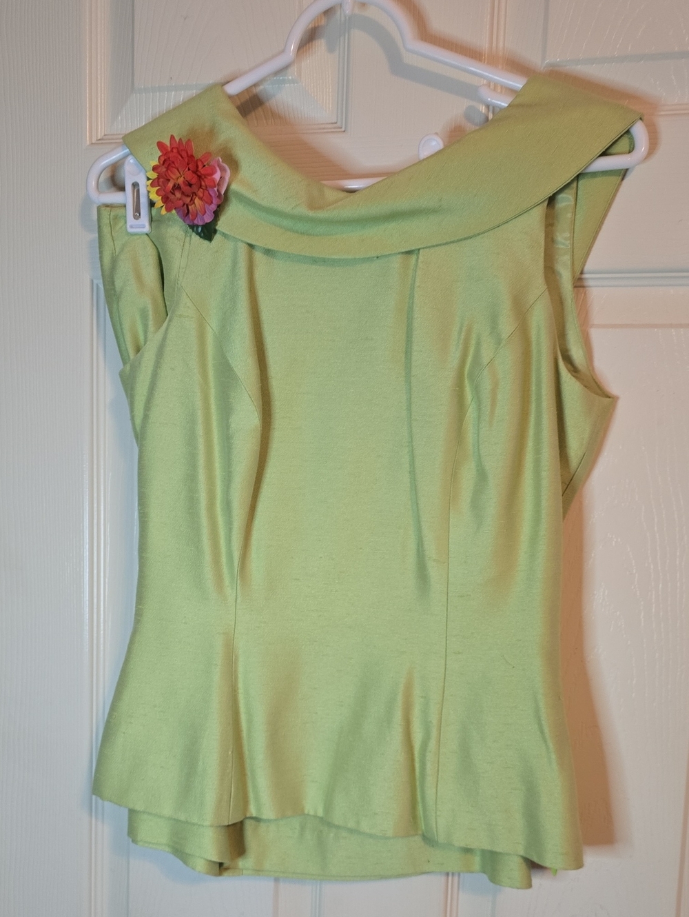 Satin-Look Lime‎ Green Women’s Cowl Neck Camisole